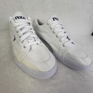 Polo Ralph Lauren Humberto Shoes Mens 15D White Canvas Lace‎ Up Casual Sneakers
